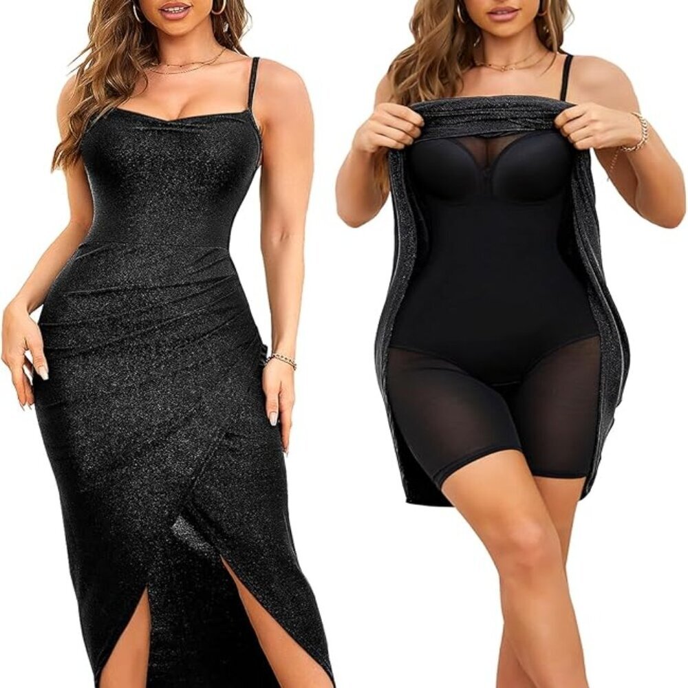 Slimers Women's Evening Party Shapewear Dresses Buit in Bra